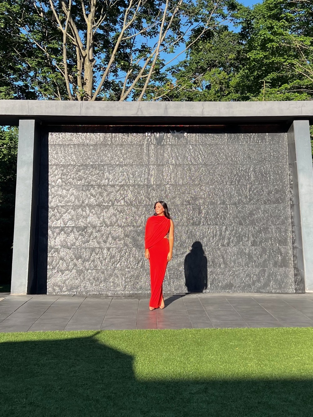 Red One-Shoulder Maxi Dress